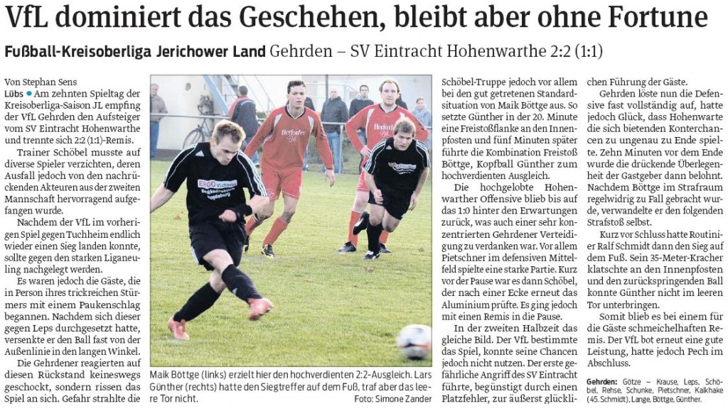 VfL Gehrden vs. SV Hohenwarte 05.11.2011